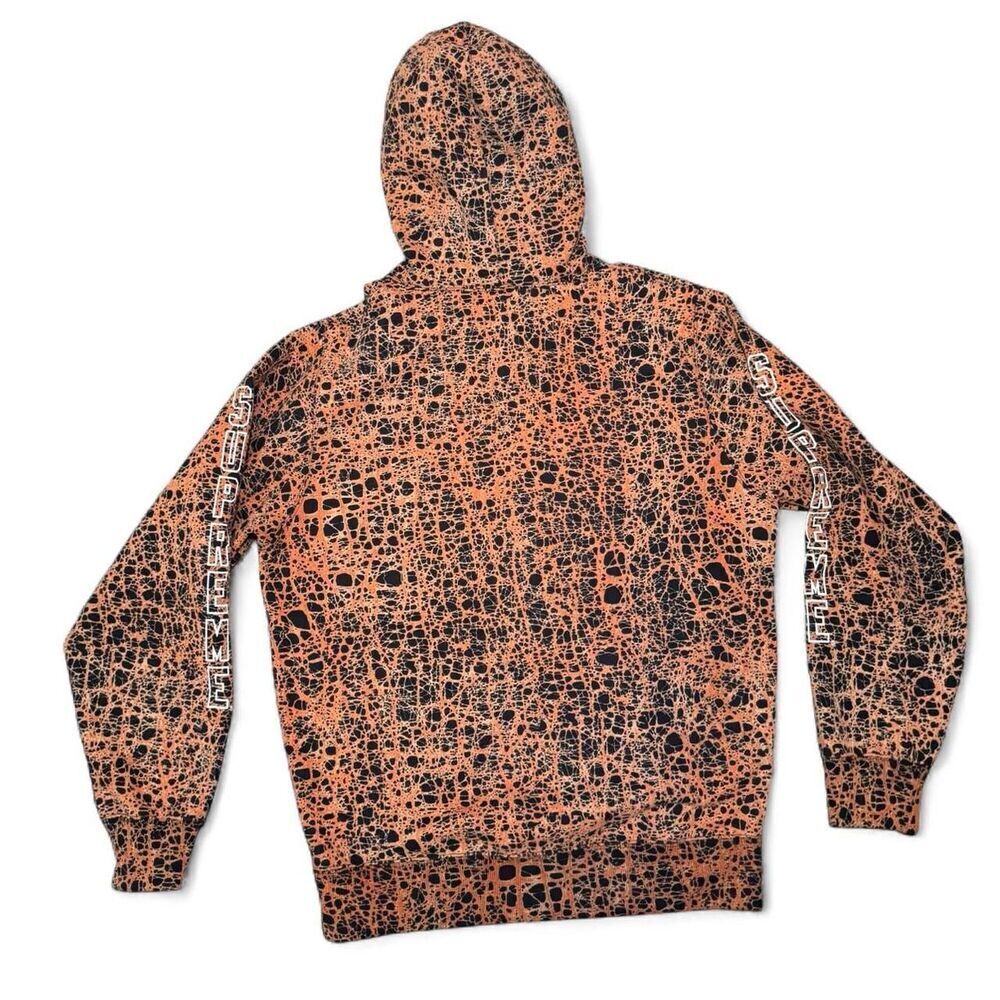 Supreme Marble Hooded Sweatshirt Black Orange Crackle Print Hoodie Made in Portu - Picture 5 of 5
